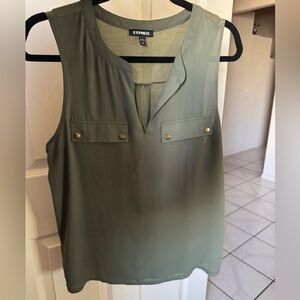 Express Khaki Green Sleeveless Blouse